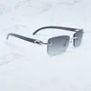 Buffalo Horn Solglasögon Carter Rimless Square Designer White Black Buffs Glasögon Trendiga Eyewear Gafas de Sol Hombre