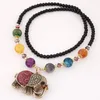 Pendant Necklaces Fashion Light Luxury Bohemian Retro Ethnic Style Glazed Three Color Elephant Jewelry Gifts For Women Girls