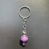 Mini estatua de hongo, llaveros de piedra, cadenas circulares, dijes tallados, llaveros, llaveros de cristal curativo para mujeres y hombres