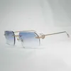 22% DE DESCUENTO Vintage Sin montura Cuadrado Hombres Oculos Corte de diamante Nueva forma de lente Sombra Marco de metal Gafas transparentes para leer GafasKajia Nuevo