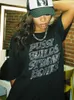 Женская футболка панк винтажный писем Гот графическая футболка женщин в стиле y2k негабаритный футболист черная уличная одежда с коротким рукавом 230310