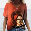 Kadın T-Shirt Yeni Bayanlar T-Shirt Kafatası Güzellik Baskı Harajuku y2k Streetwear Ölülerin Günü Giyim Kadın Artı Boyutu Giyim Yaz 6xl Tops