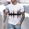 Herren T-Shirts T-Shirt Grafik 3D O-Ausschnitt Schwarz Weiß Streifen Übergroße Kleidung Casual Daily Top Streetwear Kurzarm Bekleidung 230310