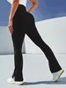 여자 레깅스 Salspor High-Waisted Sports leggings 스트레치 슬림 푸시 업 레깅스 단색 발 슬릿 플레어 바지 230310