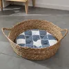 Storage Baskets Eco-Friendly Cartoon Rattan Cat Dog Pet Nest Hand-Woven Breathable Basket Round for All Seasons Laundry Basket Toys Storage Box 230310