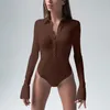 نوبة المرأة rompers cnyishe sexy bodysuit نساء أسود الأزرار طويلة الأكمام بذلة واحدة غير رسمية bodysuits catsuit sails 230308