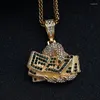 Pendant Necklaces Hip Hop Bling Iced Out Gold Color Stainless Steel Hand Dollars Money Pendants Necklace For Men Jewelry Silver