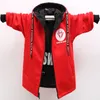 Jackets Spring herfstjack voor jongen Koreaanse versie mode dubbelzijdige jas midlengte casual slanke capuchon kinderkleding 230310