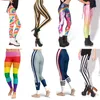 Kadınlar Tozluk Seksi Kadınlar Legging Ragbow Stripe Baskı Fitness Leggins Moda İnce Yüksek Bel Kadın Pantolon Noel Hediyesi 230309