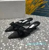 Lyxdesign Sandaler Dinner Bow Spring and Summer Products Explosive Single Shoe Sandals Mesh Gaz Borr Real Silk Single Shoes Storlek 35-41