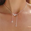 Anhänger Halsketten Einfache Elegante Stern Mond Quaste Halskette Für Frauen Damen Vintage Geometrische Schlüsselbein Schmuck Kolye Geschenk YN1490