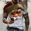 القمصان T THirts 2023 غريبة عيد الميلاد تي شيرت 3D طباعة سانتا كلوز القمصان الضخمة القميص قصير الأكمام قمم الحفلات العام