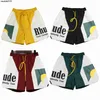 Designer Novo shorts Rhude Summer Street Fashion Sunset Letter Print Color Contrast Contraste esportivo casual shorts masculinos