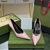 2023 luxe designer orteils pointus sandales à talons hauts G famille femmes 100% cuir noir blanc rose une ligne boucle chaussures dame sexy métal peu profond talons aiguilles sandale