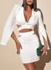 Casual Dresses White Elegant Women Evening Party Simple Fashion Suit Mini Skirt Sexy Hollow Luxury Design Female Dress