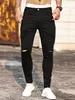 Jeans masculinos 2023 Novo Skinny Mens Black Slim Ripped calça jeans machos jean cor sólida cor diária Hip Hop Hole Men Y2303