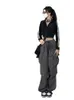 Women's Pants Capris Y2k Streetwear Cargo Pants Women Vintage Pockets Sweatpants Parachute Fashion Oversize Harajuku Jogging Techwear Trousers 230310