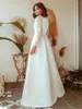 Bröllopsklänning hej blyg brudklänningar eleganta underbara V-ringning kvinnors a-line spets långa ärmar brudtärna vestido de novia