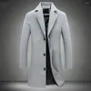 Men's Trench Coats Polyester Reliable Slim Single Breasted Men Coat Soft Outerwear Eye-catching For Daily