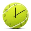 ウォールクロックテニスボール印刷されたベッドルームテニスコートサインスポーツウォール装飾タイムピースアートサイレントスイープ時計時計230310