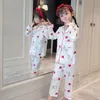 Pajamas Children Pajamas Set Silk Satin Homewear for Kids Casual Printed Girls Sleepwear Spring Summer Boys Tracksuit Youth Wear 230310