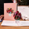 Gift Cards 3D carnation Bouquet Card Gift for Mothers Day Mom Wife Pop Up Flower Greeting Cards Floral Gift Anniversary Card Z0310