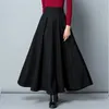 スカート冬の女性ロングウールスカートファッションハイウエストベーシックウールスカート