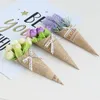 Dekorativa blommor 5st mini Flower Bouquet med Kraft Paper Decoration Artificial Rose and Lavender Silk för DIY Home Office Party Decor