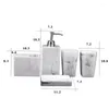 Bath Accessory Set Marble Texture Resin Bathroom Five-piece European Creative Wash Soap Box Toothbrush Holder Lotion Bottle Tray Suppl