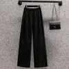 Damenhosen Capris Dünne Wasserwelligkeit weite Beinhosen Frauen Sommer koreanische Mode schicke High Street Falten hängende hohe Taille Eisseide Freizeithosen 230310