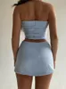 Two Piece Dress Elegant Sexy Strapless Crop Top and Short Skirt Suits 2 Set Outfits for Women Summer Fashion Co Ord Sets Matching 230310