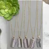 Ketens NM14731 FreeForm Slice Chunk Raw Amethyst ketting goud echte verticale plaat boho agaat verguld