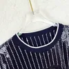 305 2023 marka ten sam styl sweter z krótkim rękawem swetry damskie wycięcie pod szyją cekiny sweter modne ciuchy xue