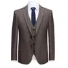Trajes de hombre estilo coreano Slim Fit traje Casual de oficina para hombre Simple Color sólido chaqueta de un solo pecho chaleco pantalones de tres piezas