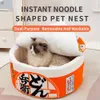 Katbedden meubels Pet Dog House Kennel Super grote instant noedel Warm Nestkussen Udon Cup Bed Cozy 230309