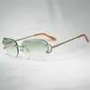 Lyxdesigner högkvalitativa solglasögon 20% rabatt på vintage Rimless Wire Men Eyewear Women For Summer Diamond Cutting Clear Glasses Metal Frame Oculos GafaskaJia