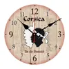 Väggklockor Tyst icke-tickande trämedekorativ rund träväggklocka Kvalitetskvartzvintage Rustik land Alsace Corsica Wall Clocks 230310