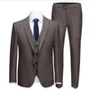 Trajes de hombre estilo coreano Slim Fit traje Casual de oficina para hombre Simple Color sólido chaqueta de un solo pecho chaleco pantalones de tres piezas