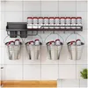 Storage Holders Racks Modern Kitchen Shelf Wallmounted Spice Rack Space Aluminum Mtifunctional Punch Kichen Organizer RRA