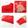 Family Matching Outfits 2023 Christmas Year 110170cm Clothes Teenages Girls Knitted Rabbit Red Sweater For Mother Daughter 230310