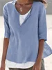 女性用Tシャツ女性用Tシャツトップ2023秋の冬コットンリネン半袖カジュアルルーズファッションソリッドストリートウェアレディースブラウス