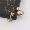 Fashion 18K Gold Plated Luxury Brand Designers Double Letters Stud Clip Chain Geometric Women 925 Silver Crystal Rhinestone Earring Wedding Party Jewerlry