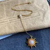 Ketting oorbellen set Amerikaanse middeleeuwse vintage mode elegant senior seni sense sunflower parel oorbel ornamenten