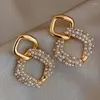 Stud Earrings Fashion Geometric Simulation Pearl Statement For Women Korean Luxury Wedding 2023 Trend Jewelry Party Gift