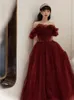 Party Dresses Wine off shoulder sweat lady girl women princess bridesmaid banquet party ball prom dress gown 230310