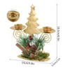 Candle Holders Navidad Noel Christmas Decoration Year Holder Metal Tree Candlestick Santa Berry Ornament Xmas Table Decor