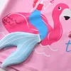 One-Pieces Swimsuit for Girls Two Piece Mermaid Swimwear Child Long Sleeves Toddler Infant Baby Girl Bathing Suit Rash Guard Kids W0310