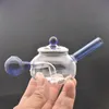 2 pezzi cinesi a forma di tè in vetro bruciatore bong gorgogliatore fumatori tubo d'acqua tamponare colpire bong cenere cattureo con olio da 30 mm ciotole