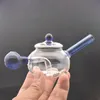 Großhandel Kreative Teekanne Shisha MINI Bunte protable Glas Wasser Dab Rig Bong Rohr zum Rauchen Shisha Bubbler W/ICE Catcher Bongs