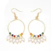 Pendientes de aro Go2Boho, joyería Bohemia para mujer, anillo de oreja circular de acero inoxidable, pendiente de perlas reales, cuentas de colores 2023, regalo hecho a mano